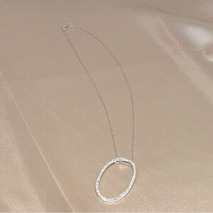 Erwin Pearl Sterling Silver Necklace With Sterling Silver & CZ Oval Pendant 925